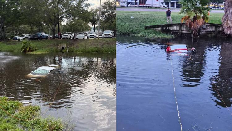 Car goes into pond in Clearwater; driver hospitalized — WTSP 10 Tampa Bay
